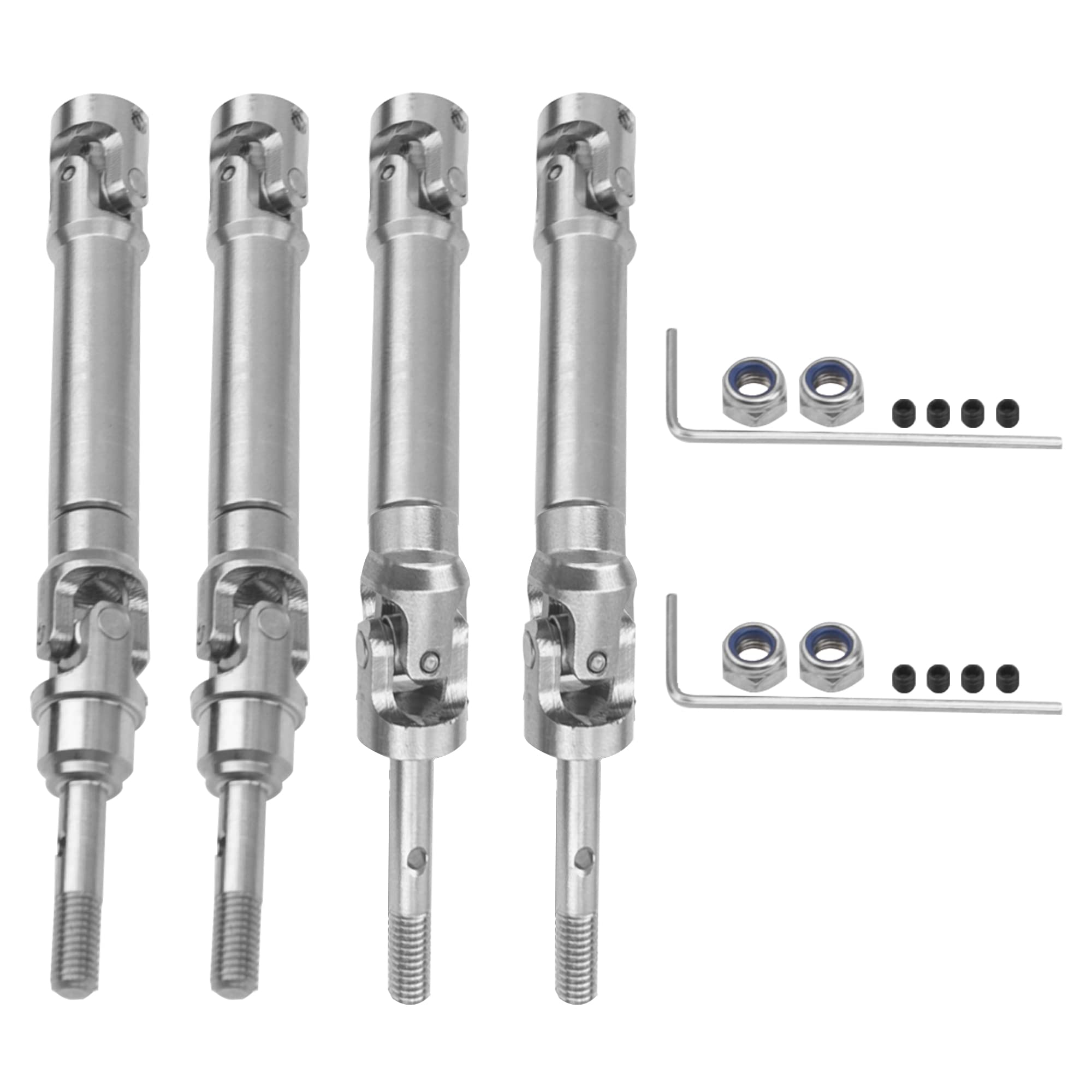 2Pairs Stainless Steel Front & Rear Drive Shaft CVD Driveshaft Upgrades Parts Compatible with Traxxas Slash 4X4/Stampede 4X4/Rustler 4X4 Hoss RC Truck Car