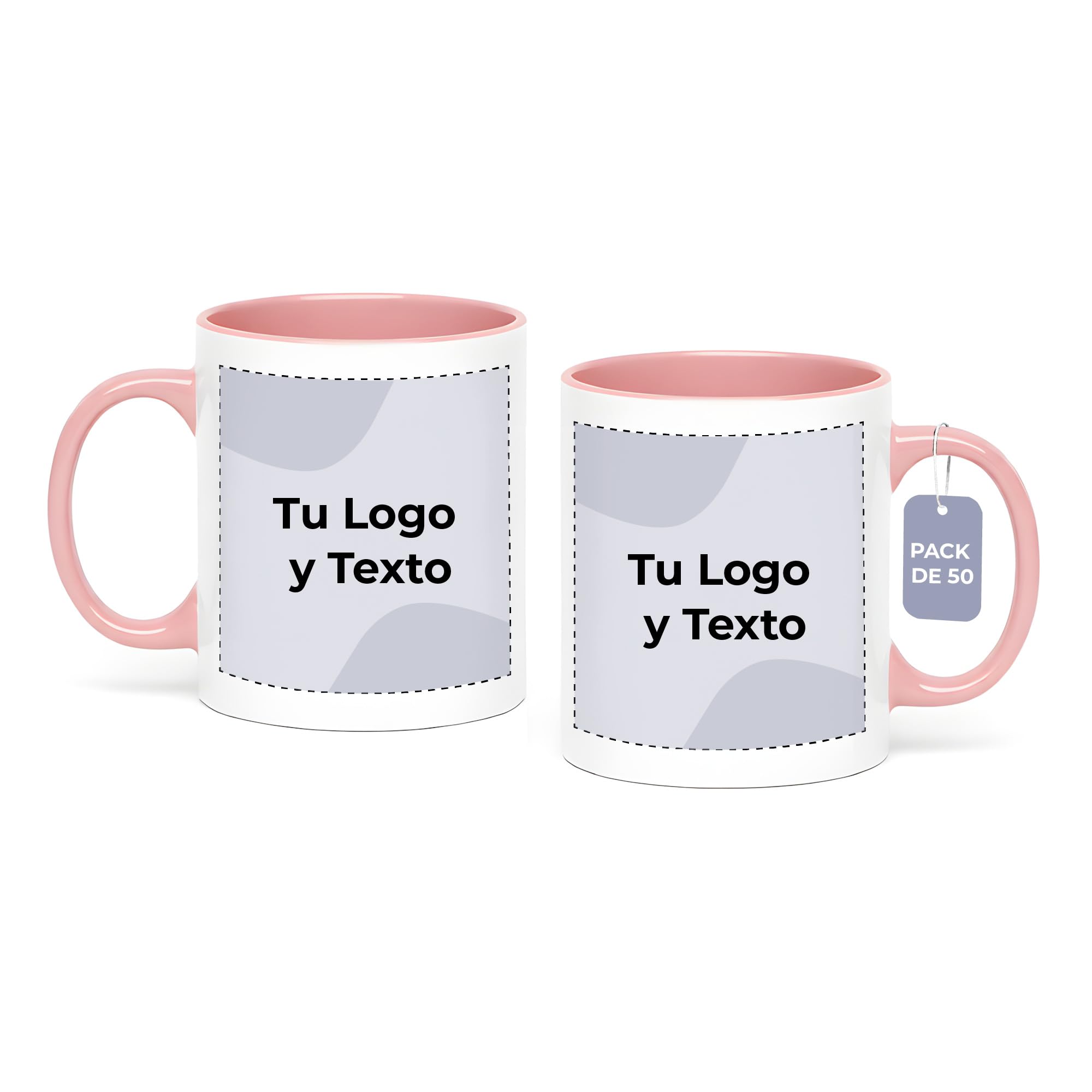 Cimpress Tazas personalizables con foto y texto (lote de 50), Rosa, 325 ml, tazas de café personalizadas con nombre, tazas corporativas con logotipo propio, regalo de empresa, compañero de trabajo