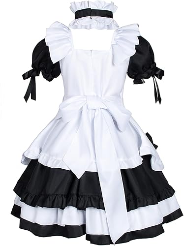 Miniatura 4 de Anime French Maid Lolita Fancy Queen Princess Dress Cosplay Disfraz Peludo Gato Oreja Guantes Calcetines Conjunto