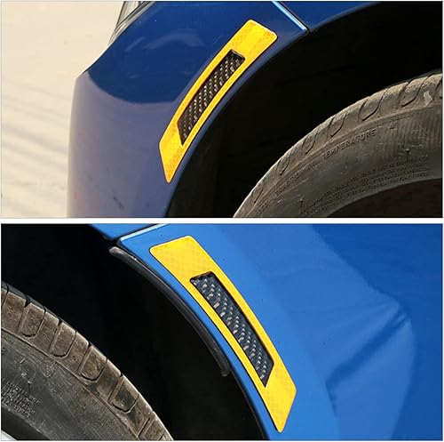 Miniatura 4 de 2 calcomanías 3D súper reflectantes tiras de cejas de fibra de carbono advertencia de seguridad parachoques de borde de puerta lateral de automóvil