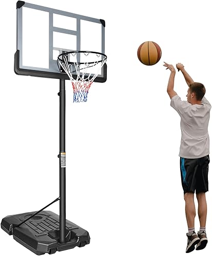 Aro de baloncesto portátil de altura ajustable de 10 pies, sistema de portería de baloncesto para interiores y exteriores, con tablero trasero