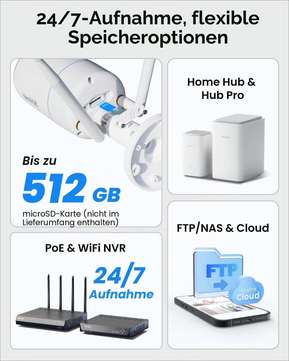 Reolink RLC-810WA x2 mit Stromverlängerungskabel (Weiß) 4.5m, 4K Wi-Fi 6 Überwachungskamera, 5/2,4 GHz WLAN Kamera Outdoor mit IP67 Metallgehäuse, KI-Erkennung, Farbnachtsicht, 24/7-Aufzeichnung