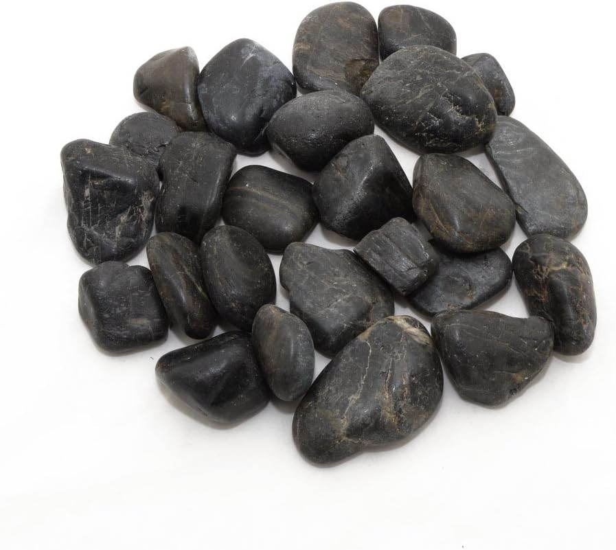 Decorative Ornamental River Pebbles Rocks for Fresh Water Fish Animal Plant Aquariums, Landscaping, Home Decor etc, Black Color, 10lbs, 2.0"-3.0"