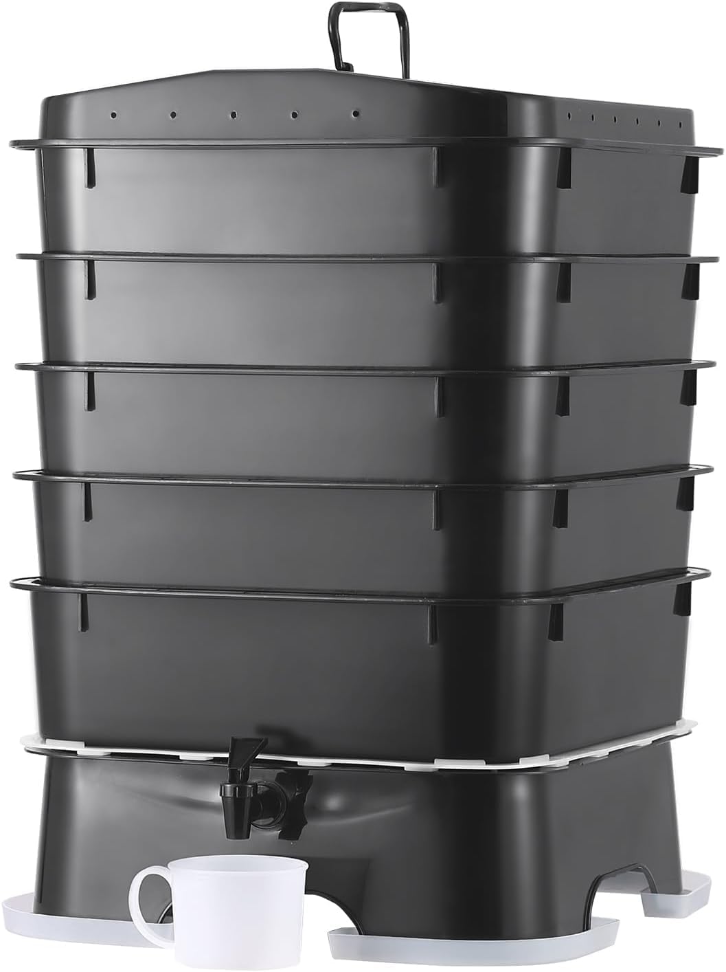 The Original Vermihut ® Plus 5 – Tray Worm Composter -Black,Sustainable Design for Both Indoor & Outdoor, Worm Compost Bin for Vermicomposting Starter, Recycling Food Wastes