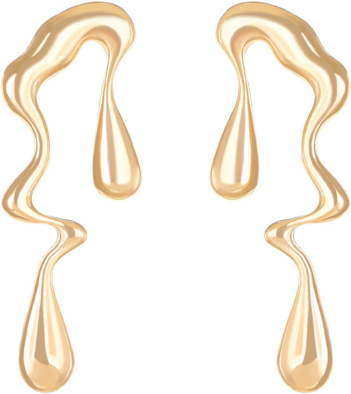 ONLYJUMP Women's Gold Studs Earrings 14K Gold Plated Personality Big Irregular Waterdrop Studs Earring,Stainless Steel Hypoallergenic Ear Rings Trendy Jewelry,Christmas Valentine's Day Birthday Gifts (Gold)