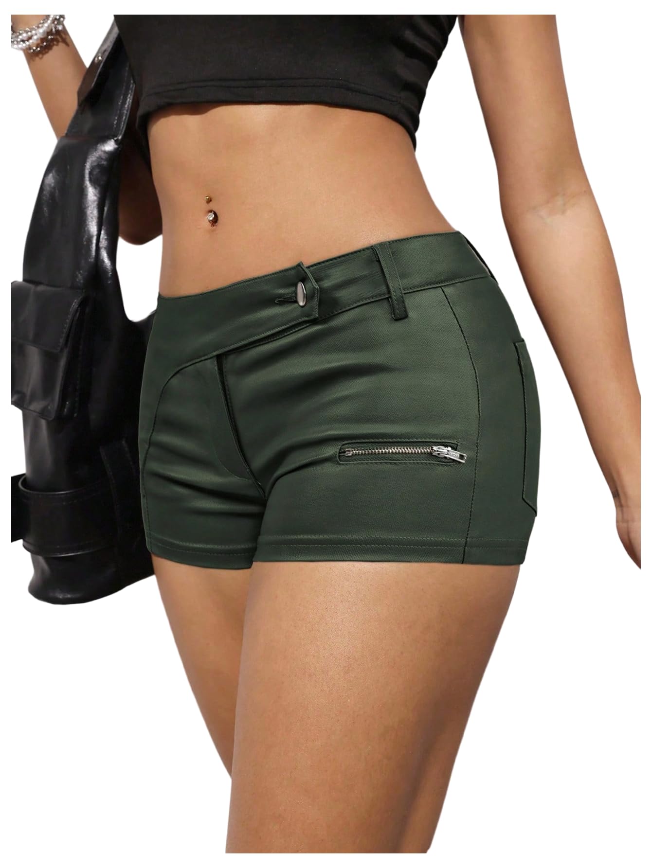 Amazon.com: Milumia Women's Pu Leather Mini Shorts Y2k Low Waisted