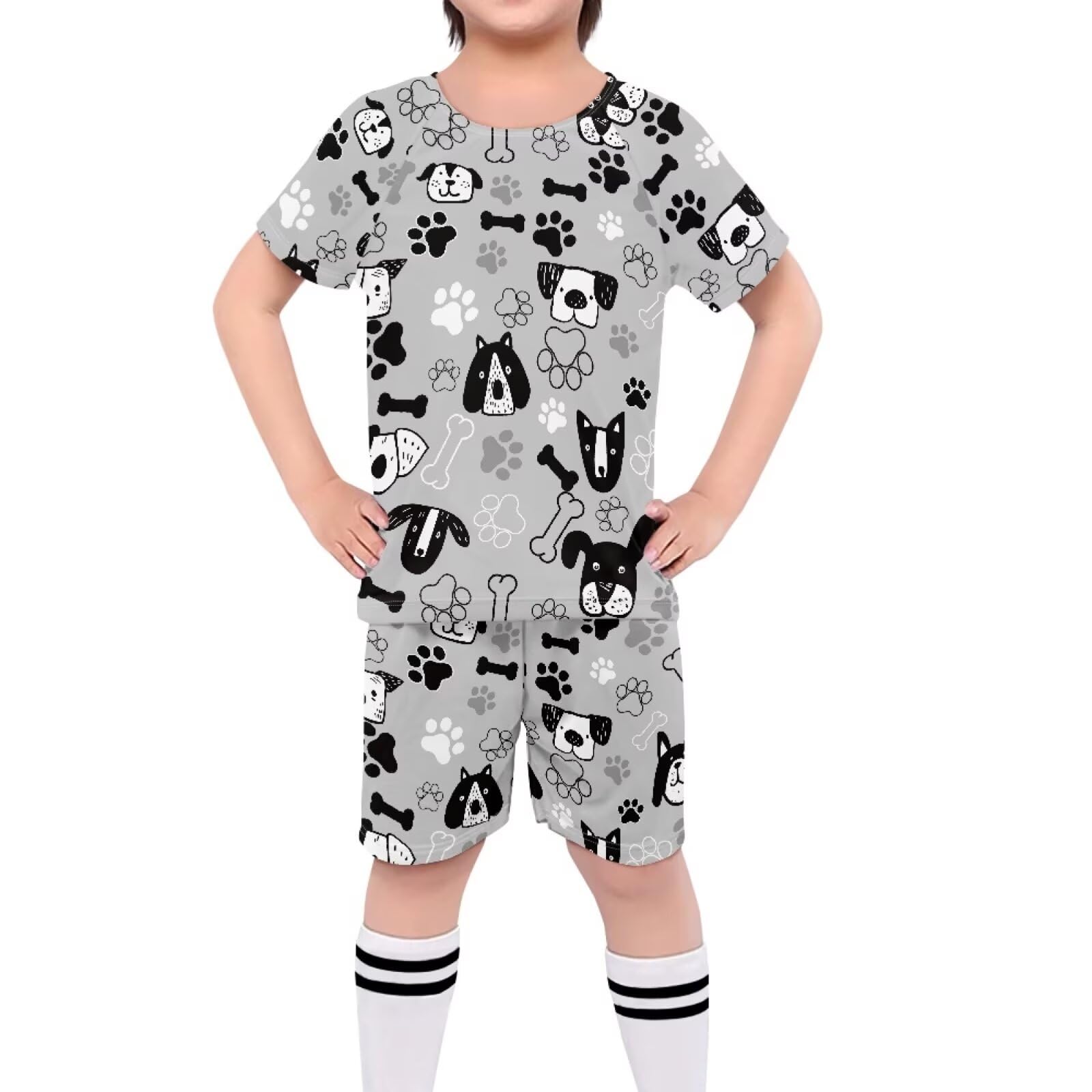 ORGYPET Soccer Jerseys Kids Soccer Uniforms for Boys Colorful Durable 2024 Trendy Boys Soccer Jerseys Children's Football Suit Ideal for Fitness Soccer Running, Dog Paw Print, 3XS