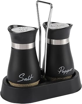 2 Pcs Black Salt and Pepper Pot Set, Salt and Pepper Shakers