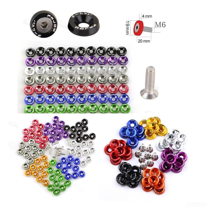 Rondelle e bulloni M6 in alluminio anodizzato per riparazioni automobilistiche (blu)