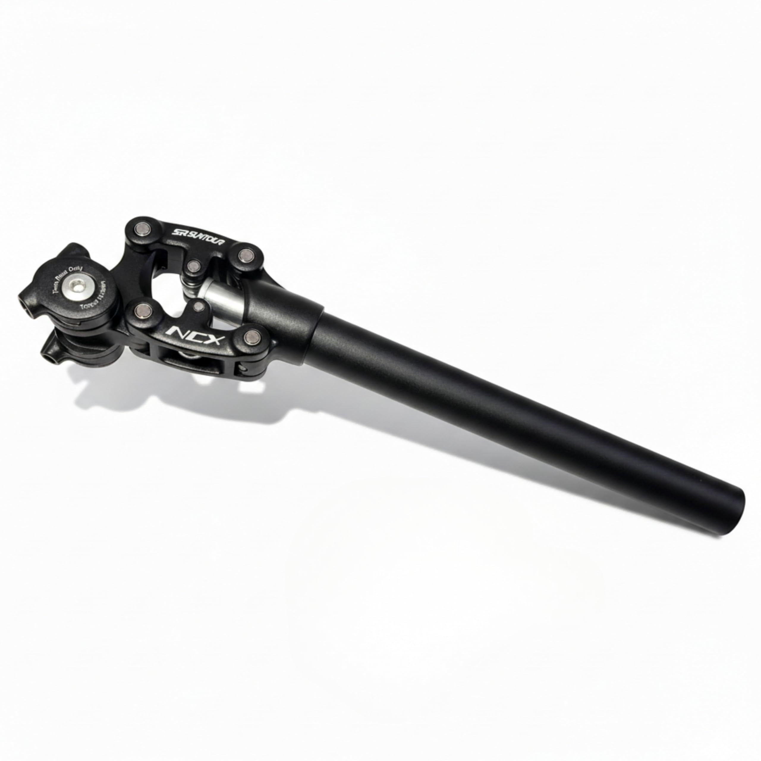 Suntour SP26-NVX Parallelogram Spring Seatpost, Spring-Loaded Aluminium Seatpost, Black, Shock Absorbing, Perfect for Trekking, City (Diameter 30.9 mm x 350 mm, Soft Spring (Under 75 kg Rider Weight))