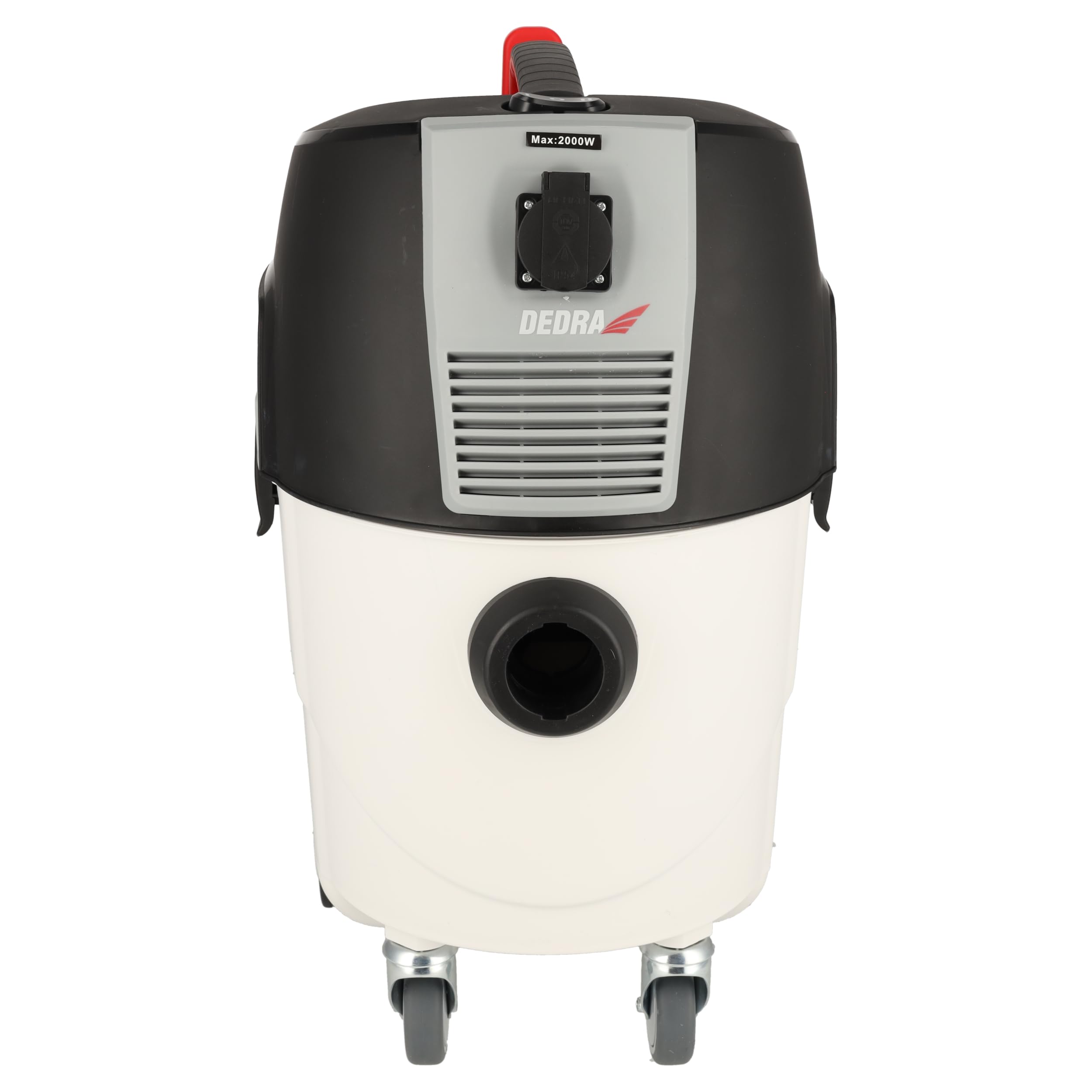 Dedra DED6607 1600 W Odkurzacz warsztatowy suchy/mokry do gipsu – automatyczny otrząsacz filtra co 15 s, zbiornik 30 L, wbudowane gniazdo max 2000 W, mobilne kółka, komplet akcesoriów