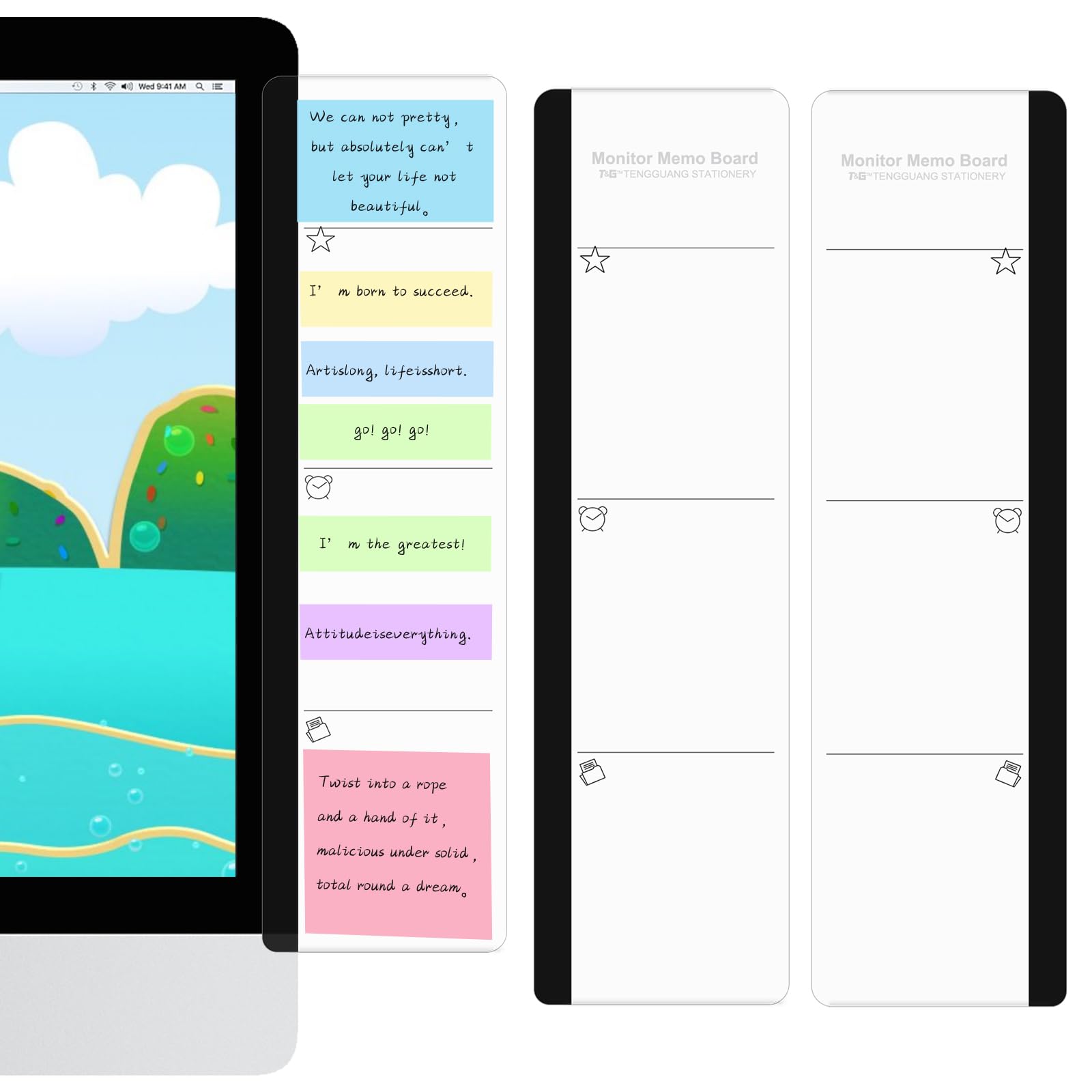 Office Desk Accessories 2pcs Multifunction Computer Monitor Memo Board - Office Supplies for Women Men Computer Sticky Note Holder Home Decor (