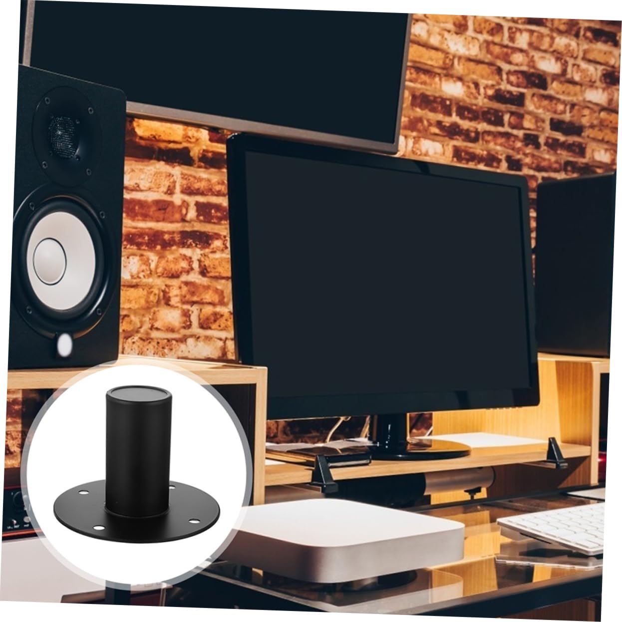 Support Enceinte en Fer Noir 2pcs Socle Solide et Léger Facile à Installer pour Haut-parleur Usage Intérieur Scène Trous de 65mm et 80mm