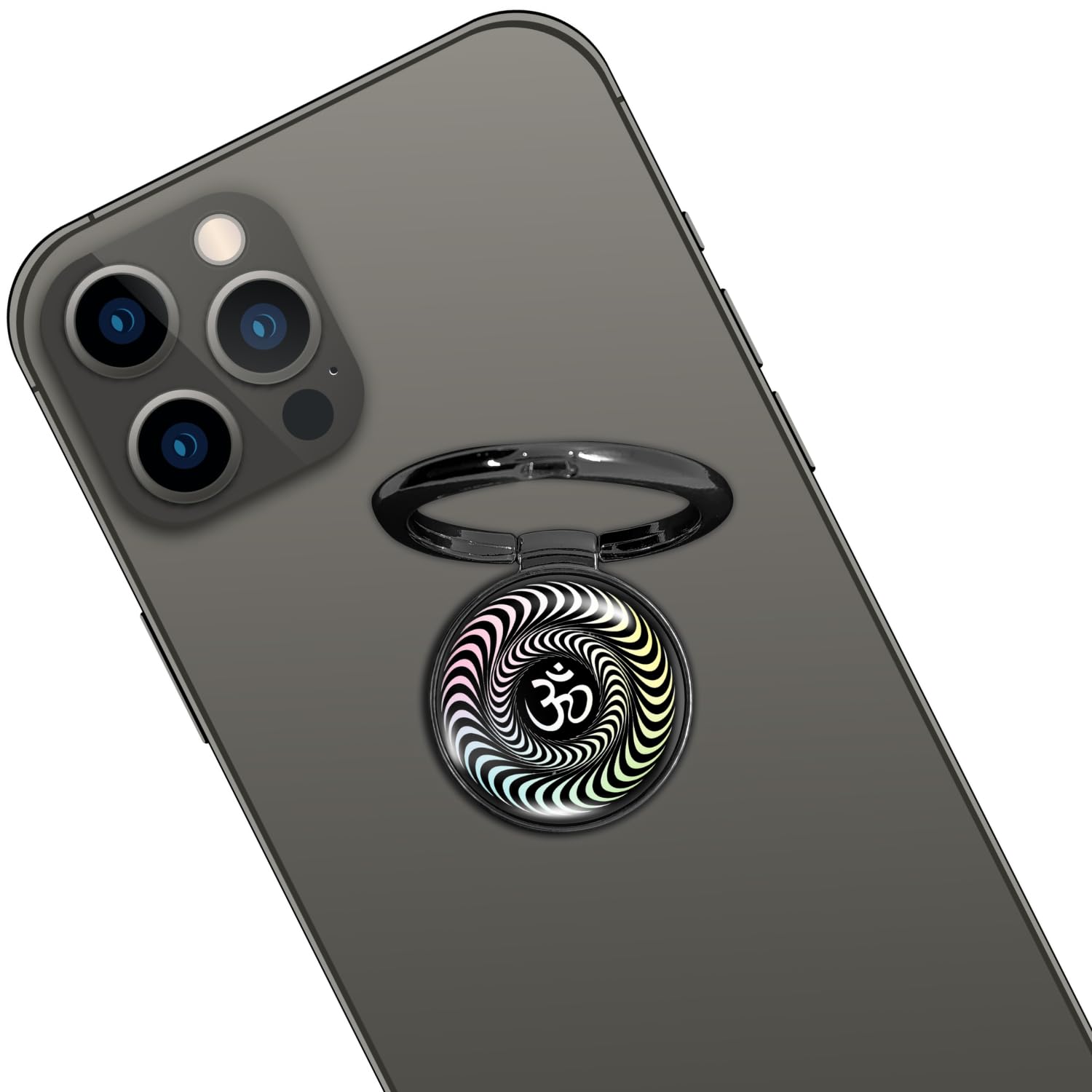 Swap-n-Snap Black 360 Holo-Ring Mobile Phone Grip Holder with Changeable Logo - Om Vibrant Design (B09LM8NLT2) Amazon Price History, Amazon Price Tracker