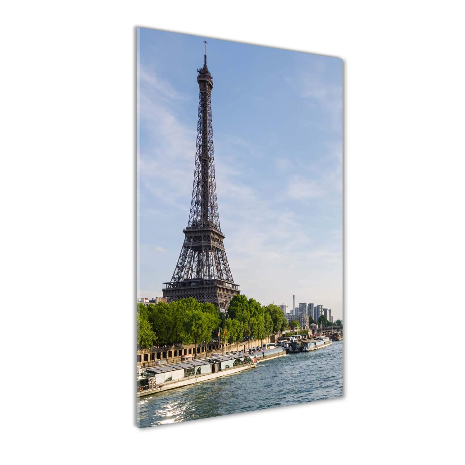 Tableau Tour Eiffel bleu en verre trempé pour sublimer la décoration murale du salon