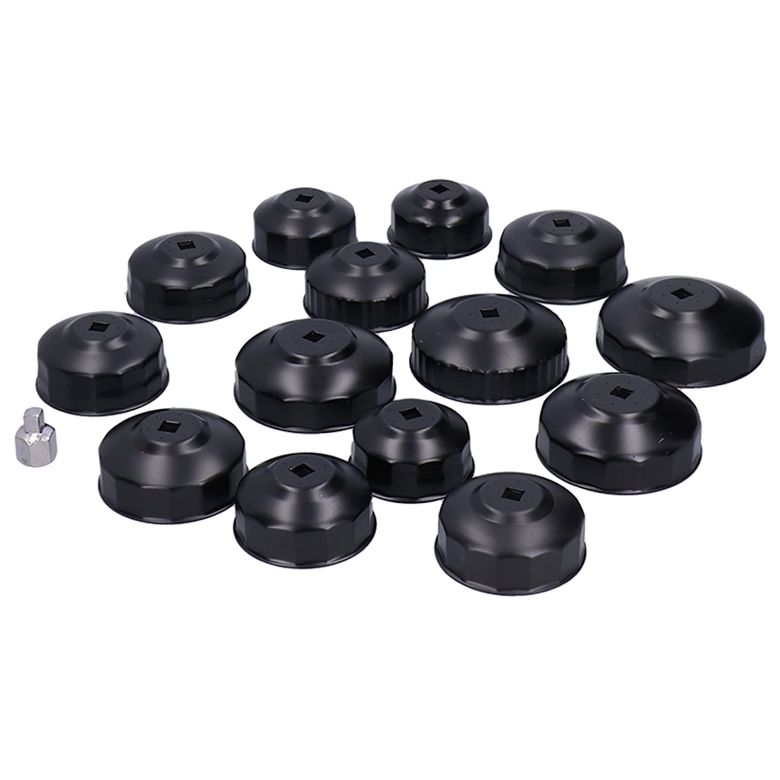 Fyearfly Set di 15 chiavi per tappo del filtro dell'olio, strumento di rimozione a tazza da 3/8", facile cambio dell'olio, include scatola portaoggetti, durevole e conveniente per meccanici