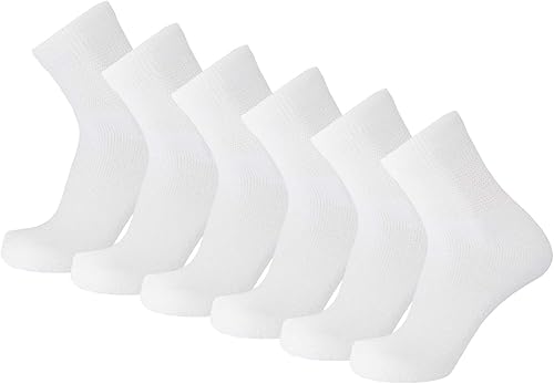 Calcetines de Algodón para Neuropatía Diabética Talla Grande y Alta, Calcetines Tobilleros Talla King para Hombres (13-15, Tobilleros Blancos) - 6
