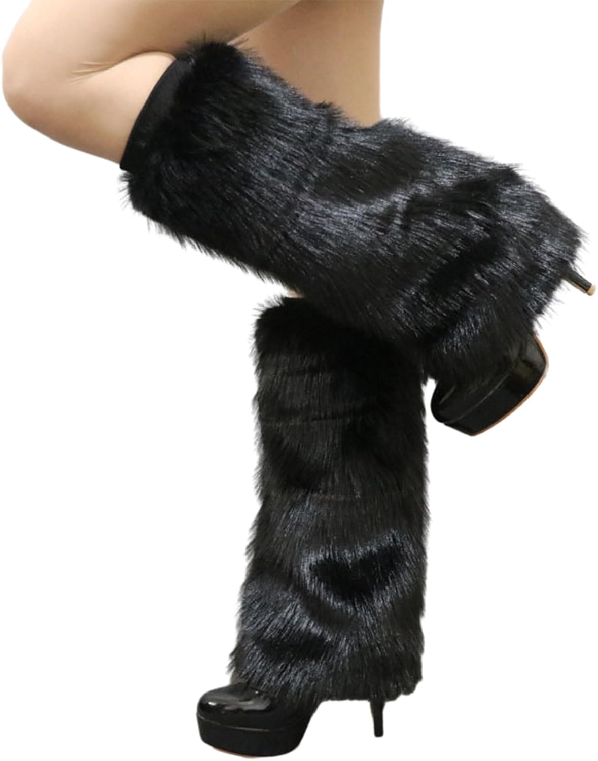 XEPST Faux Fur Fuzzy Beenwarmers Harige Laarzen Covers voor Vrouwen, Dames Bont Beenwarmers Warm Fuzzy Boot Manchet Boot Mouwen voor Feestkostuums, Rood, Rood, one size