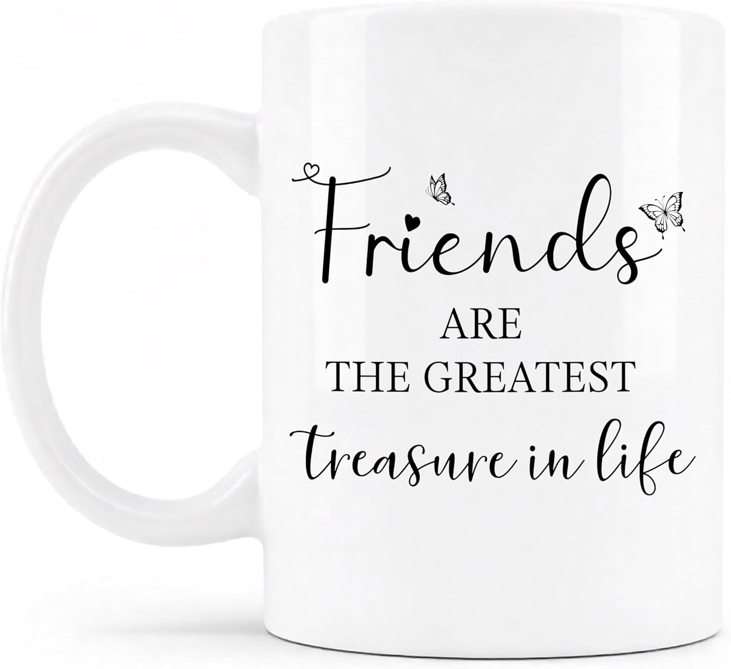 Friend Mug, Friendship Gifts Ceramic Coffee Cup, Best Friend Bestie BFF Gifts for Women, Friends Are the Greatest Treasure in Life Coffee Tea Mugs 11 oz