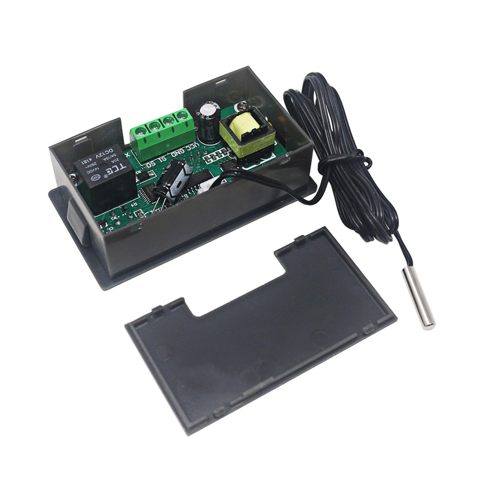 Termostato controlador de temperatura digital W3230 DC 12V 24V CA 110V-220V pantalla LED calefacción refrigeración sonda impermeable negra (KT3003 12V DC)