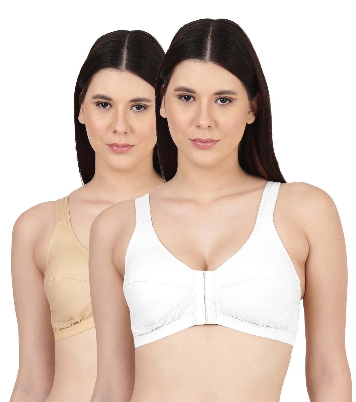 blossom Madams Double Layered Full Coverage Seamed Non Padded Wire Free Woven Cotton Front Open Everyday Bra-picture-13