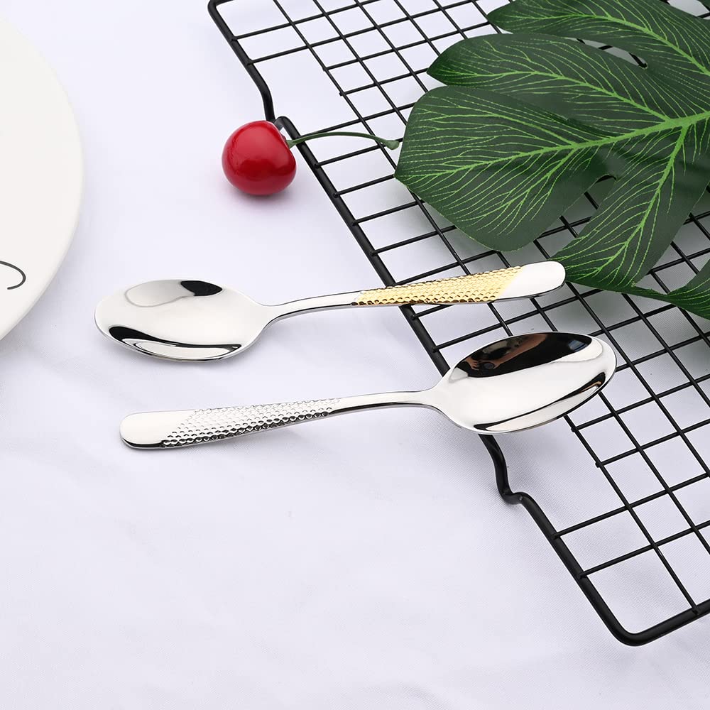 Ensemble de couverts en argenterie, ensemble vaisselle 24 pièces, acier inoxydable doré, dîner, couteau, fourchette, cuillère, lavable au lave-vaisselle
