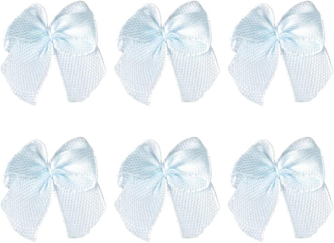 SUPVOX 60Pcs Ribbon Bows Bowknot Flower Handmade Bright Color Hair Bows Accessories For Girls Sky-Blue