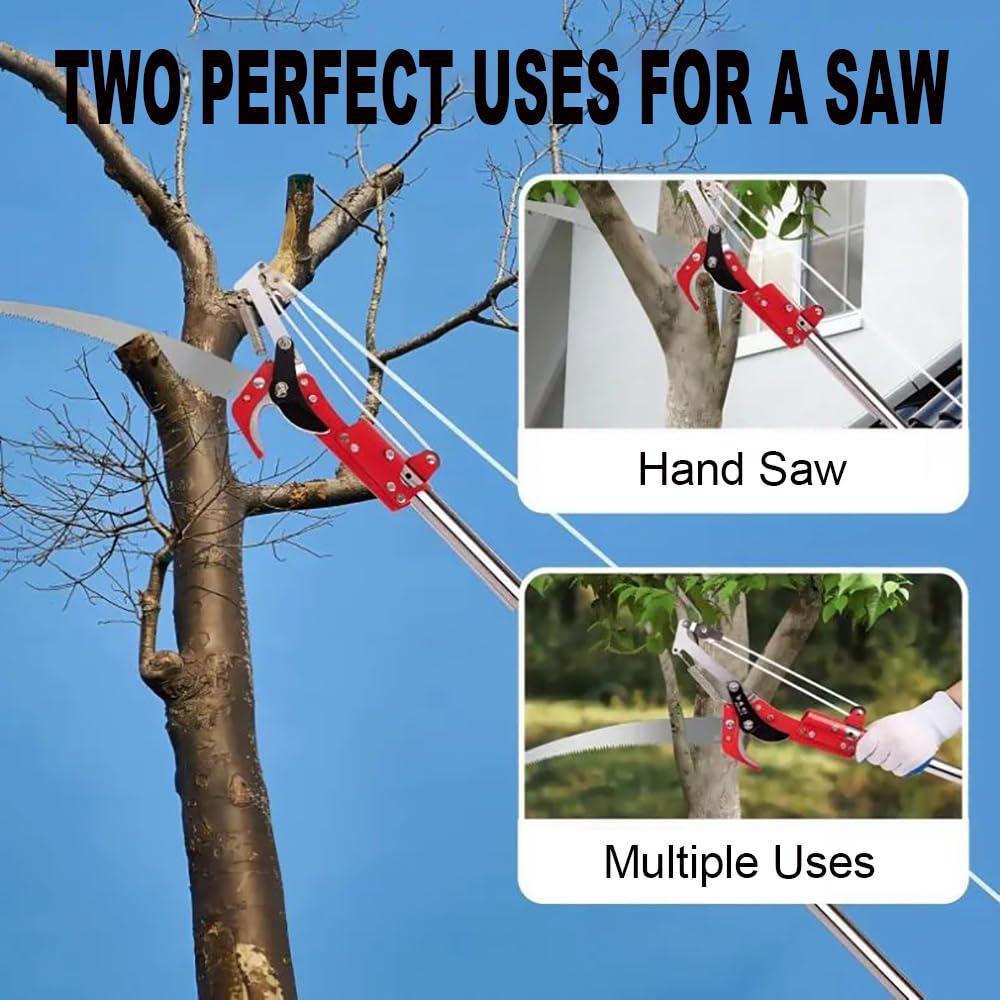 NEWFUN Sega manuale per potatura, Svettatoio Telescopico，2 In 1Taglia Rami Giardino Telescopico Manuale，da 82-448 cm，Regolabile in Altezza Attrezzi da Giardinaggio Altezza Per Segare e Cesoiare