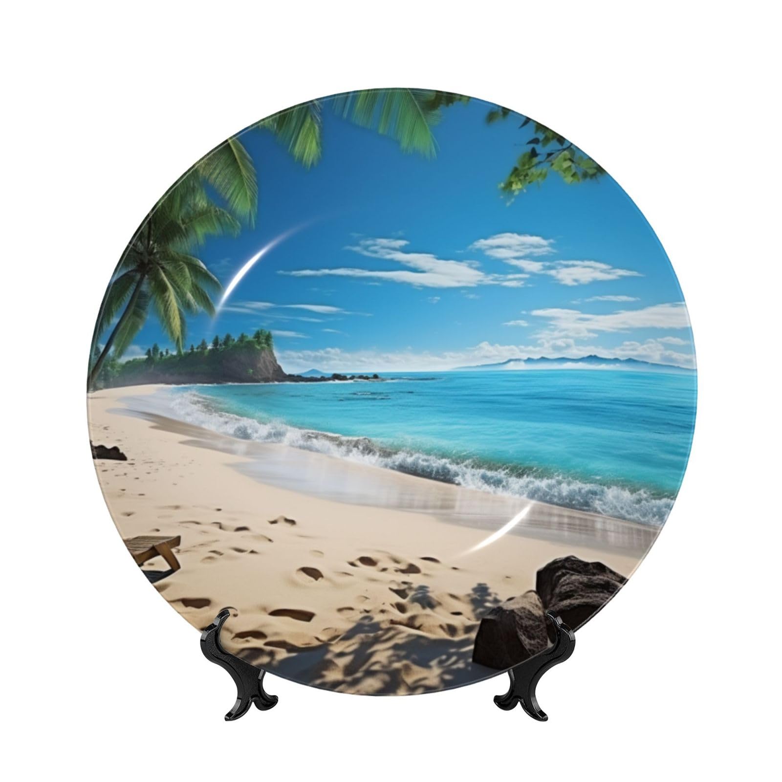 Assiette en porcelaine anglaise fait main décoration murale palmier