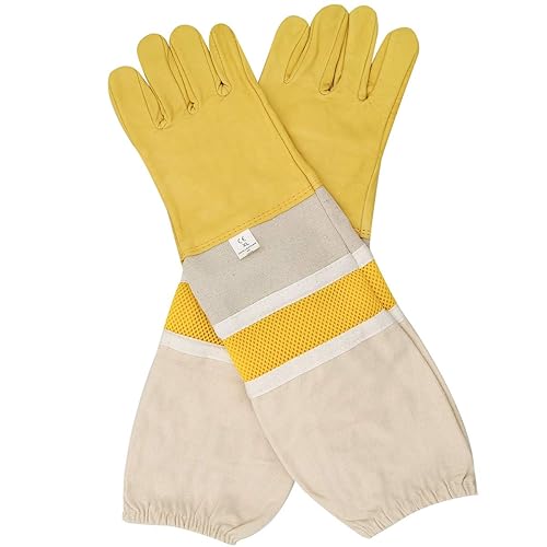Guantes profesionales de apicultura de piel de cabra de primera calidad, suministros de apicultura con lona larga. XL XL