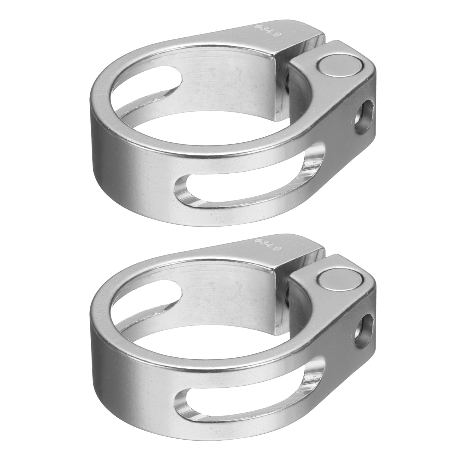 sourcing map 2pcs Bike Seat Post Clamp 34.9mm Clip Aluminum Alloy Bicycle Locking Seat Post Ring with M4 Hex Screw for 30.4 to 31.6mm Bicycle Mountain Road Bike Tube, Silver