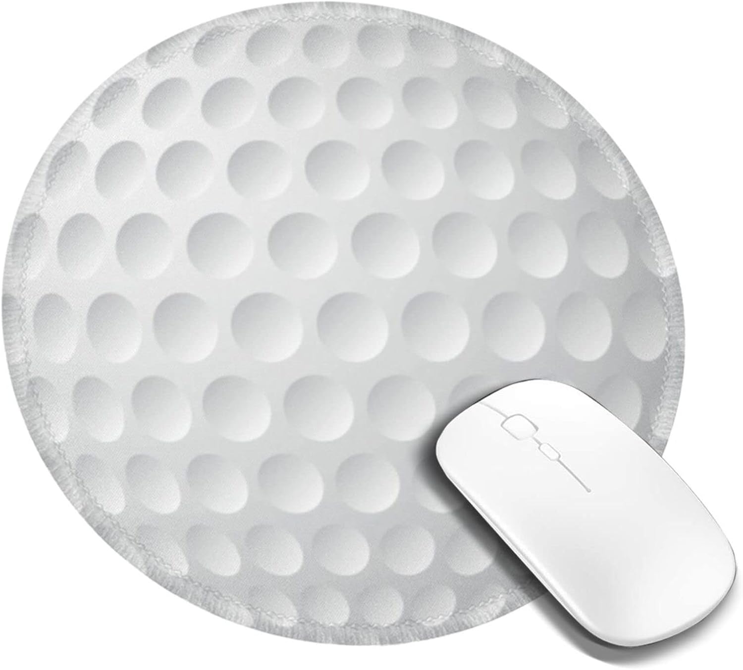 Mouse Pad Round Gaming Mouse Mat (Golf Ball) — Non-Slip Rubber Base Mousepad Mousemat for Laptop Computer PC Office Home (1U00164)