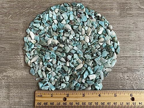 Image of 2 oz Lot Natural Semi Tumbled Larimar Gemstone Chips, Larimar Crushed Mini Crystals, Undrilled Crystal Chips (Larimar)