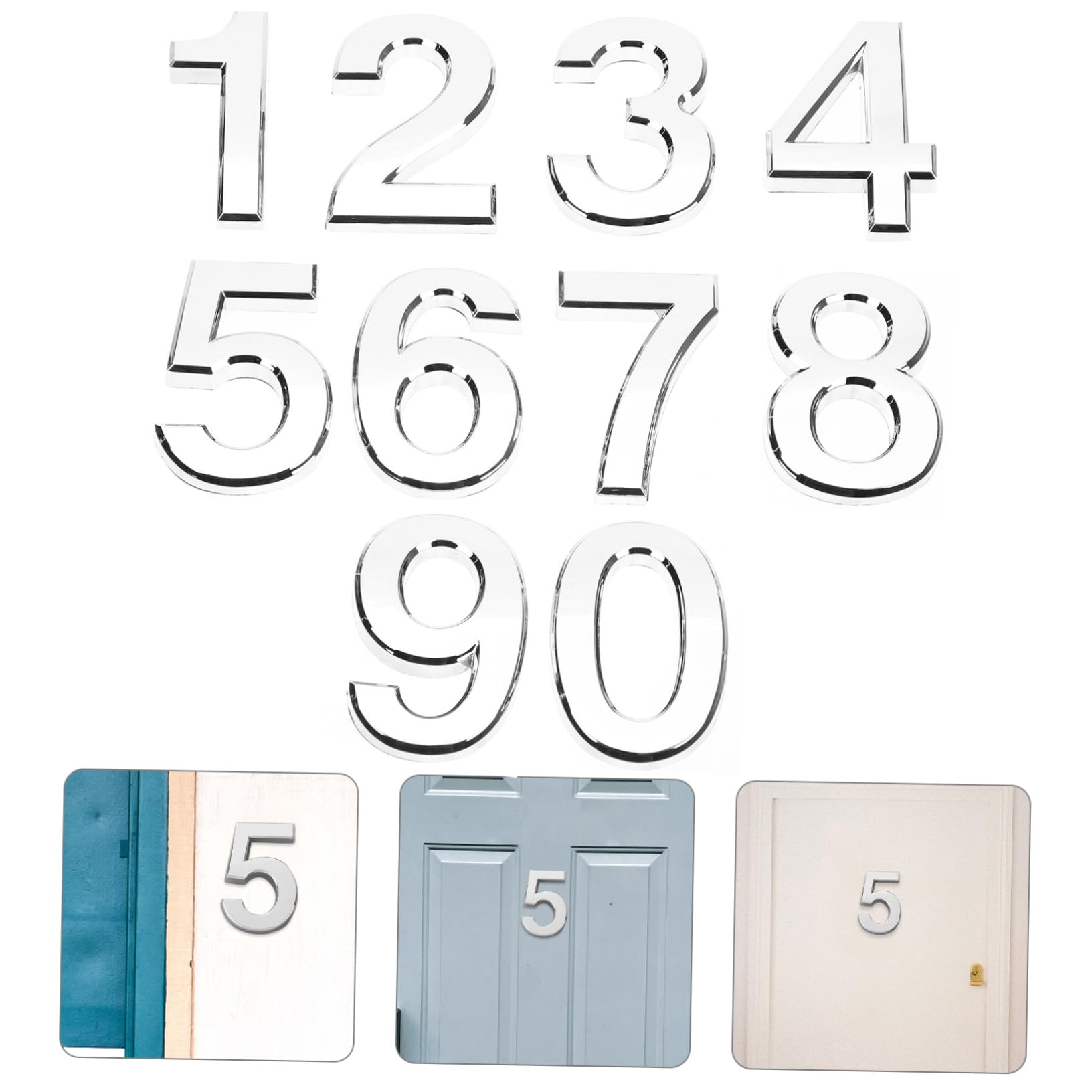 50 Pièces Numéros de Porte Autocollants Argentés pour Maison Bureau Hôtel Appartement Chiffres Adhésifs Durables Abs Faciles à Installer pour Plaques Adresse et Boîtes Aux Lettres