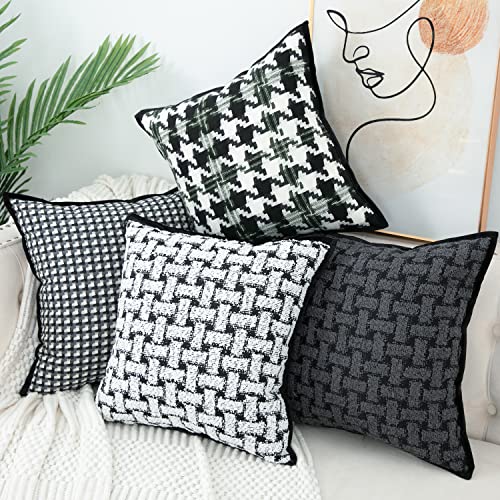 Vogol 18X18 Inch Modern Tactile Geometric Pattern Throw Pillowcase, Square Decorative Throw Pillow Covers For Sofa Bench Bed, Black & White #TOP3