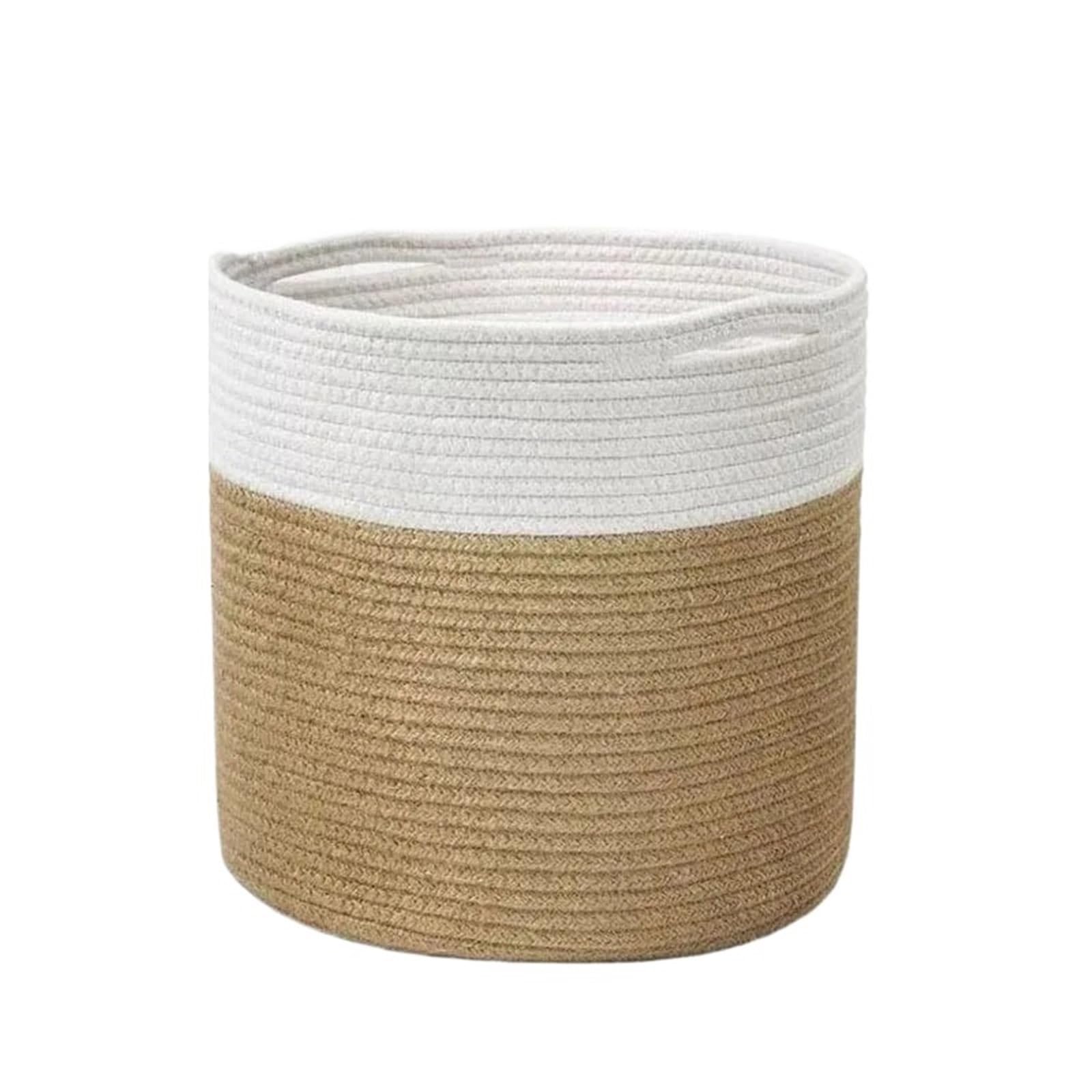 DUNSBY Woven Planter 3PCS Handmade Cotton Rope Woven Baskets Flower Pot Holder Clothes Sundries Storage Bag Laundry Basket Foldable Home Decor