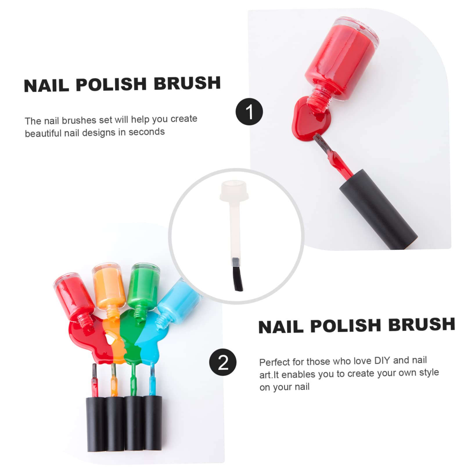 Healeved 200pezzi Pennelli Per Unghie Pennelli Per Gel Per Manicure Professionale e Fai Da Te Per Nail Art Creativo e Facile Da Usare