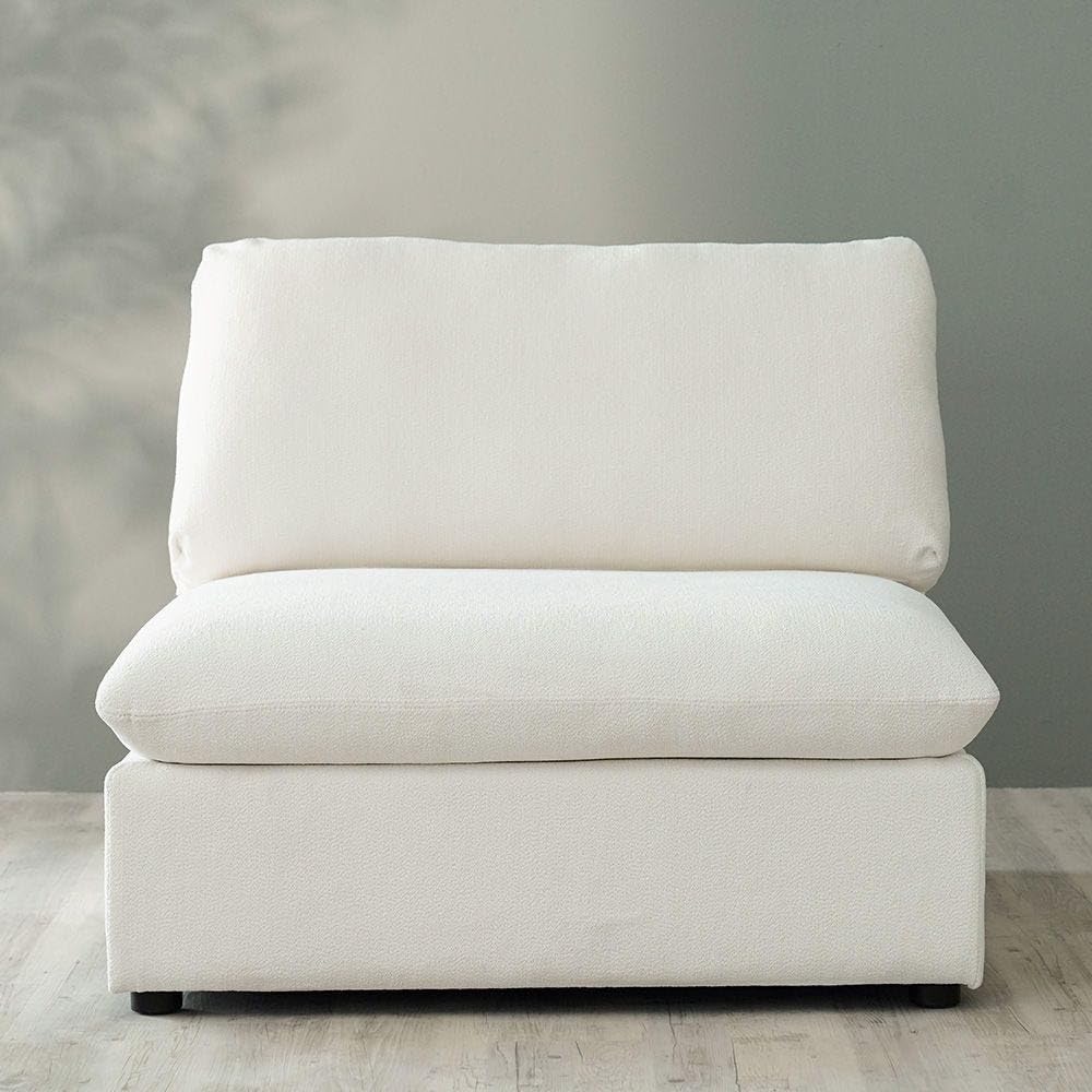 Danube Home Cloud Armless 1 Seater Sofa | Accent Chair | Modern Design One Seat Sofas | Comfortable Living Room Furniture L 100 x W 101 x H 88 cm - Snow White