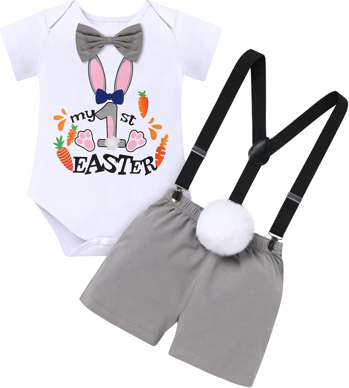 IBTOM CASTLE Baby Boy - Traje de conejo de Pascua para bebé niño My First ST Patrick's Day Outfit con tirantes para fiesta de fotos