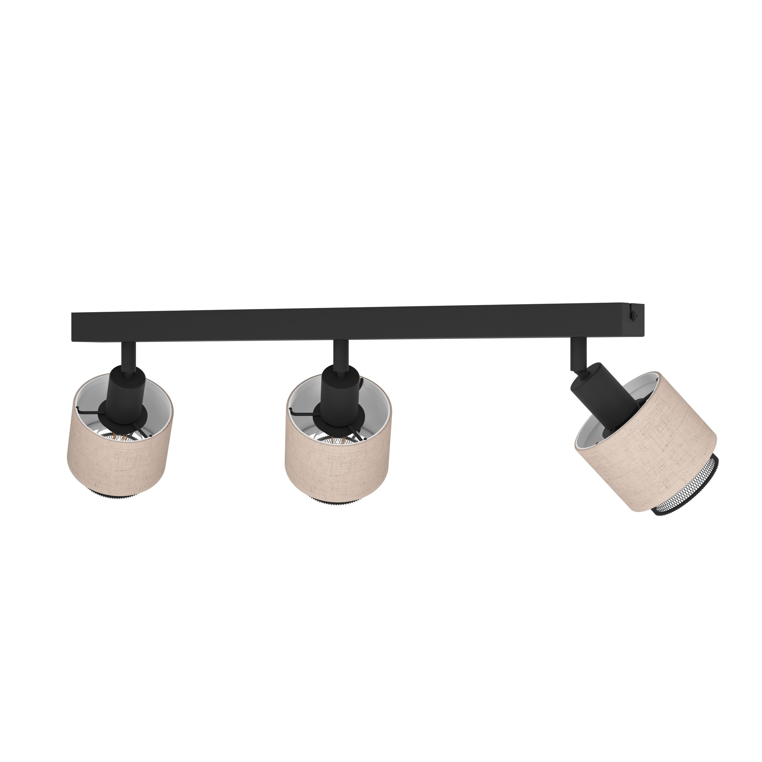 EGLO Applique Murale intérieure Rosley, Lampe Mural d'intérieur avec Spot orientable, Spot en Tissu Naturel et métal Noir, éclairage pour Salon et Chambre à Coucher, Douille E14