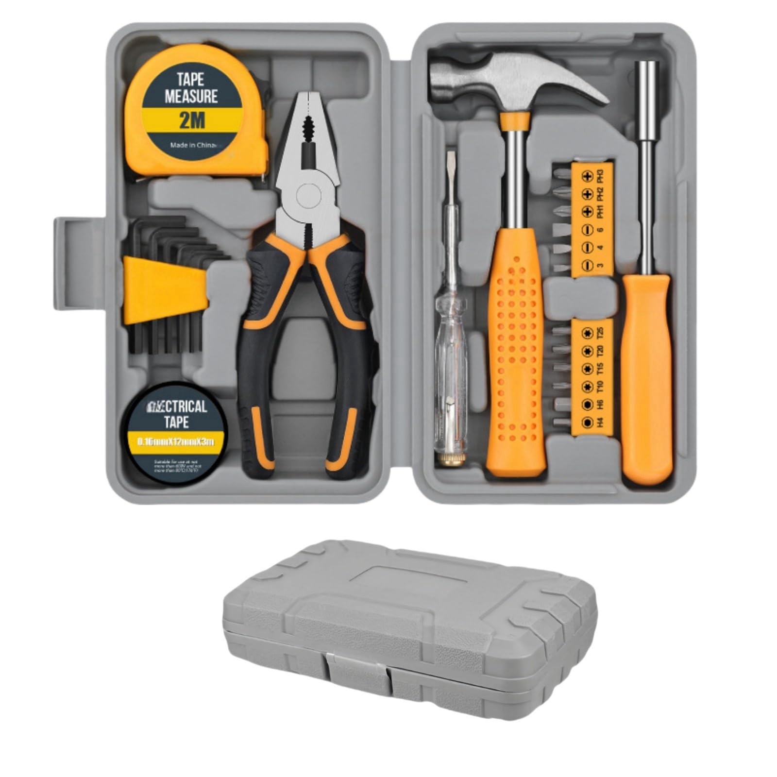24pc Yellow Household DIY Tool Kit Set - Essential Household Hand Tools in Portable Storage Box for Home | Essential Mini Hand Tools for Repairs & Maintenance at Home, Office, School, Garage