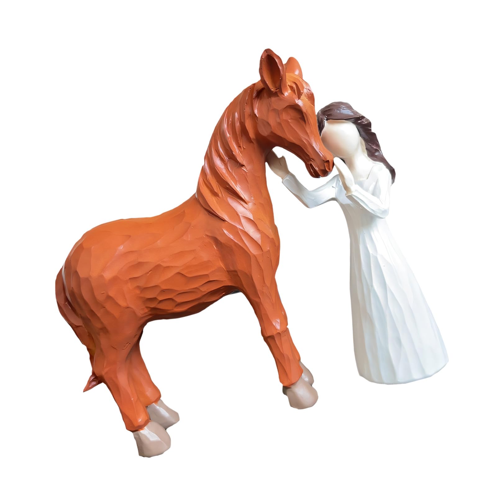 hogtnd Artistic Girl Embraces Horse Figurine Resin Craft Collectible Ornament for Living Room Bedroom Desktop Decoration Home Decors Statue