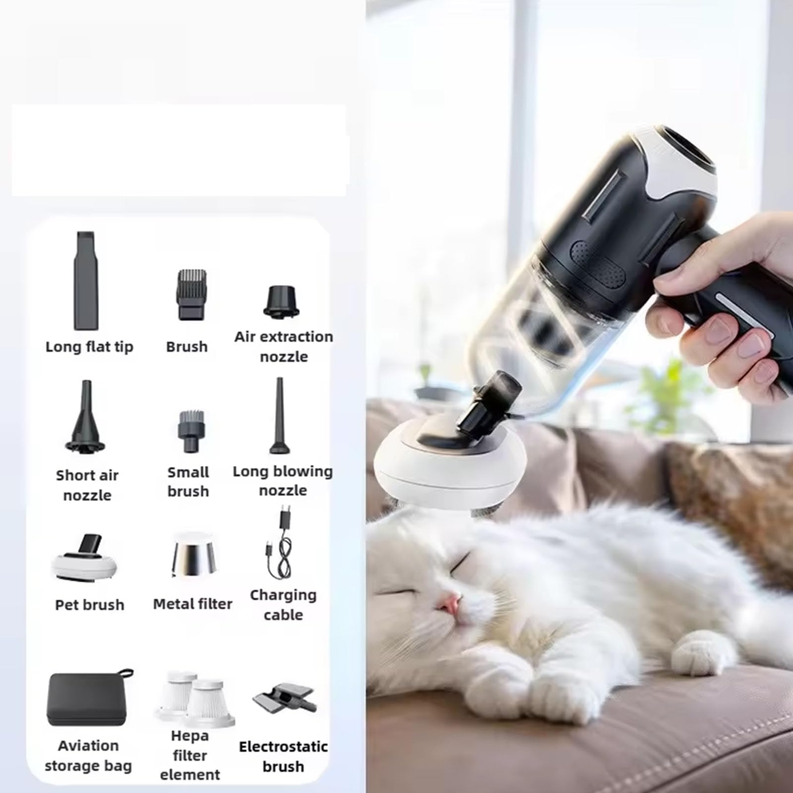 ljhnba Aspirateurs à Main Rechargeables, collecteur de poussière Portable, Nettoyage de la Maison et de la Voiture, Entretien Facile pour la Maison