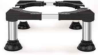 Supporto regolabile per lavatrice, larghezza 45-65 cm, altezza 10/15/20/25 cm, piedini in acciaio inox, base stabile per lavatrice, asciugatrice, frigorifero, congelatore, supporto versatile