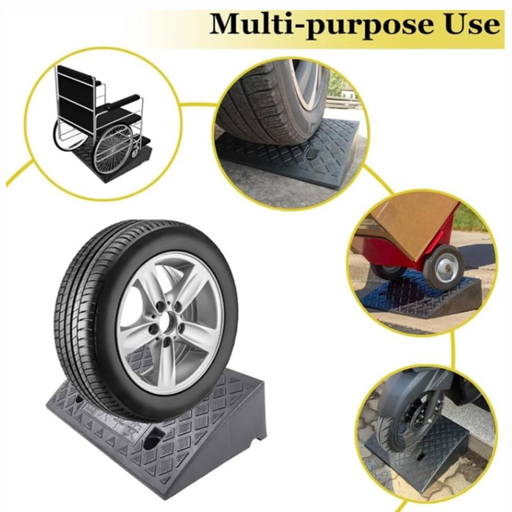 Rampe Fauteuil Roulant Légère Rampe De Seuil 3-19cm Hauteur, Portable Rampe D'accès en Plastique Antidérapante Rampe De Bordure avec Boulons pour Garage(Black,50x50x19cm)