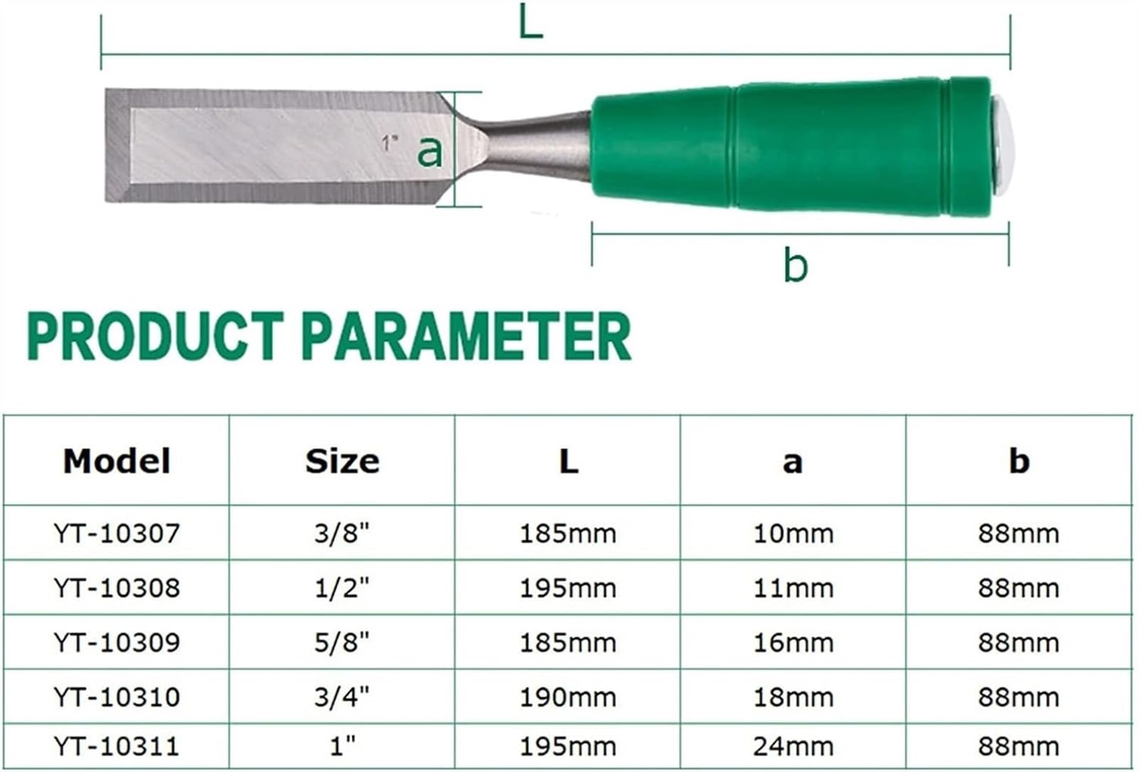 5-częściowy zestaw dłut do drewna 3/8", 1/2", 5/8", "3/4", 1" Dłuta stalowe Wytrzymały uchwyt z PCV do rzeźbienia w drewnie, stolarki, rzeźbienia, obramowania, toczenia w drewnie, mebli, rzemiosła i