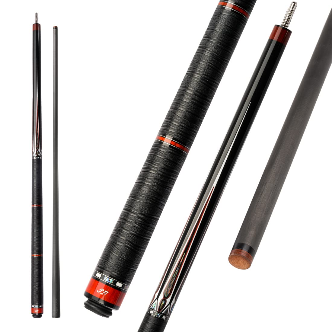 KONLLEN Jflowers Carbon Fiber Pool Cue Stick Real Inlay Cue Technology Low Deflection Billiards Cue（