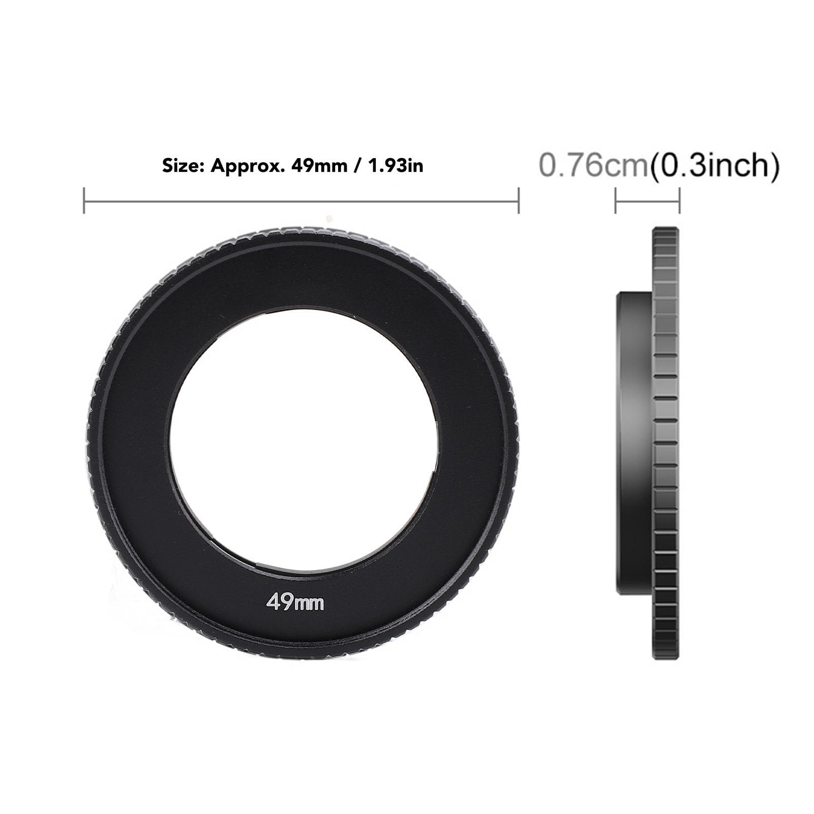 Adapter Obiektywu Aparatu 49 Mm, pierścień Adaptera Filtra Aparatu Fotograficznego ze Stopu Aluminium do Action4, Kompatybilny ze Wszystkimi Akcesoriami do Filtrów 49 Mm