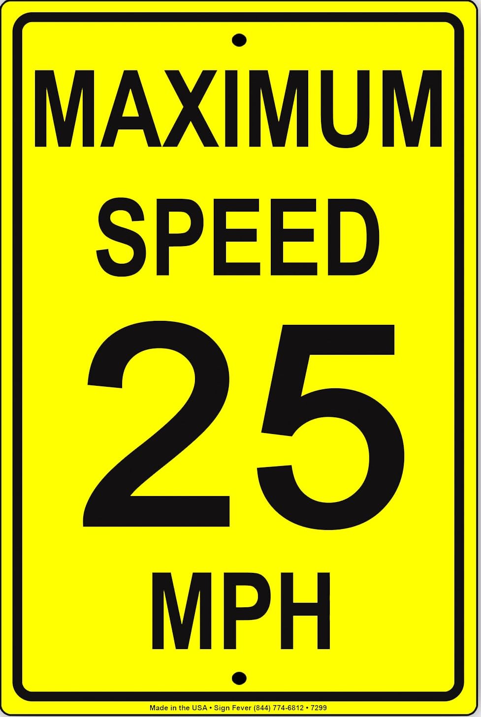 Maximum Speed 25 Mph Wall Art Decor Novelty Notice Metal Sign