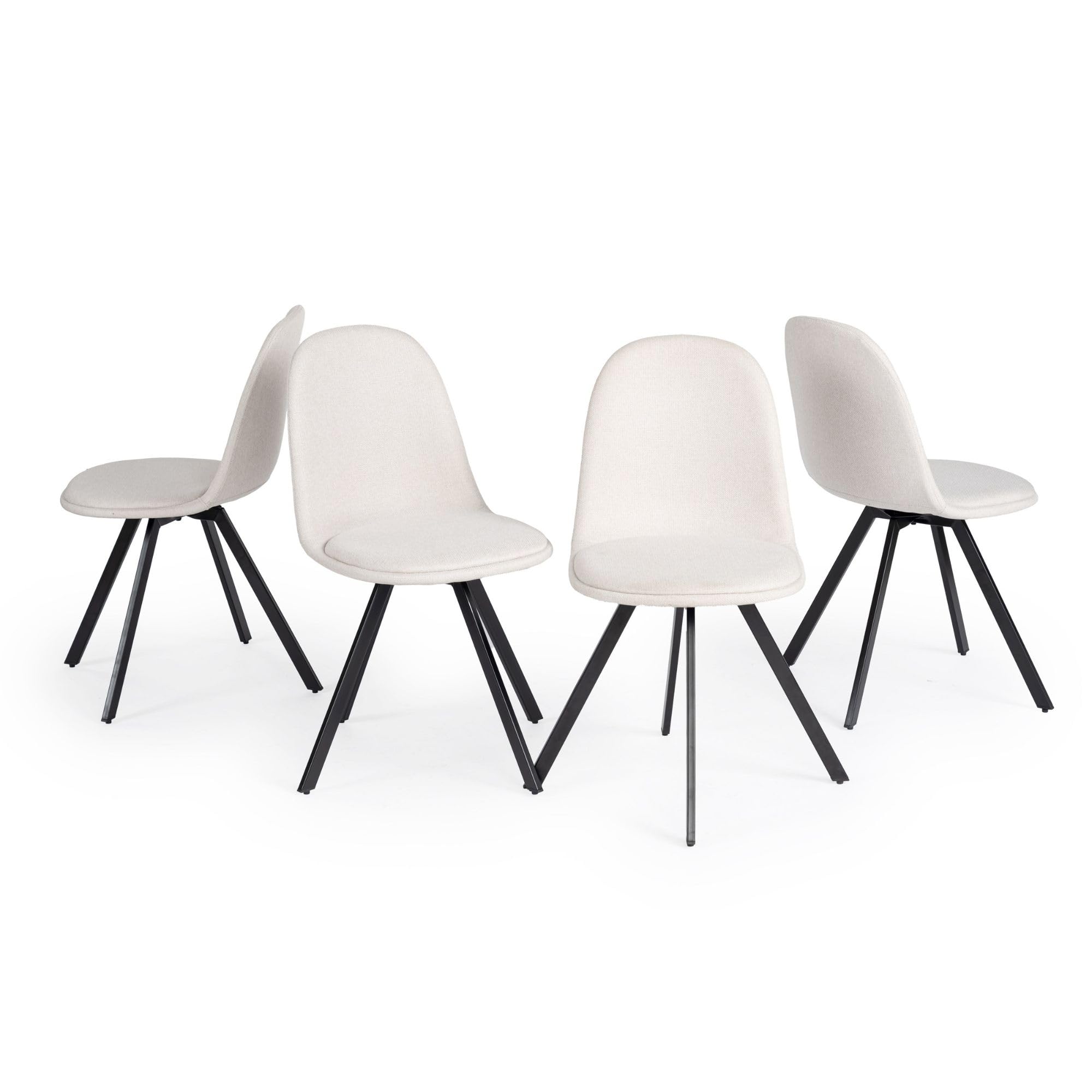 Homy Casa Swivel Upholstered Dining Chairs Set of 4, Mid Century Modern Accent Side Chairs with Metal Frame for Kitchen Living Dining Room, 360° Rotating Seating,Beige